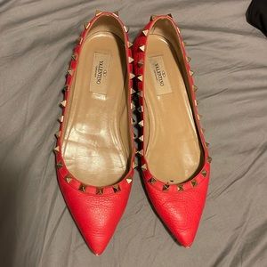 valentino garavani red flats with studs